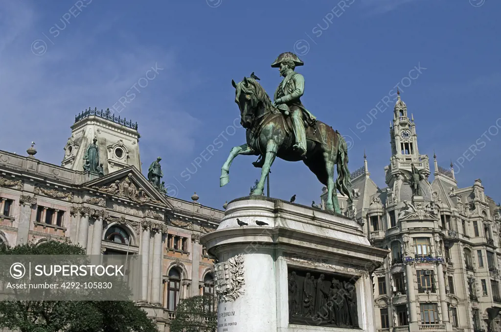 Portugal, Lisbon, the Liberation square, statue of Pedro IV