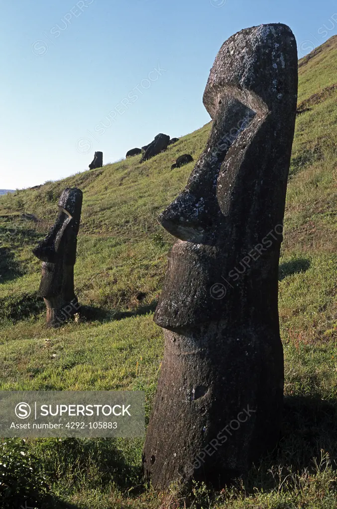 South America,Chile, Easter Island,Rano Raraku Volcano