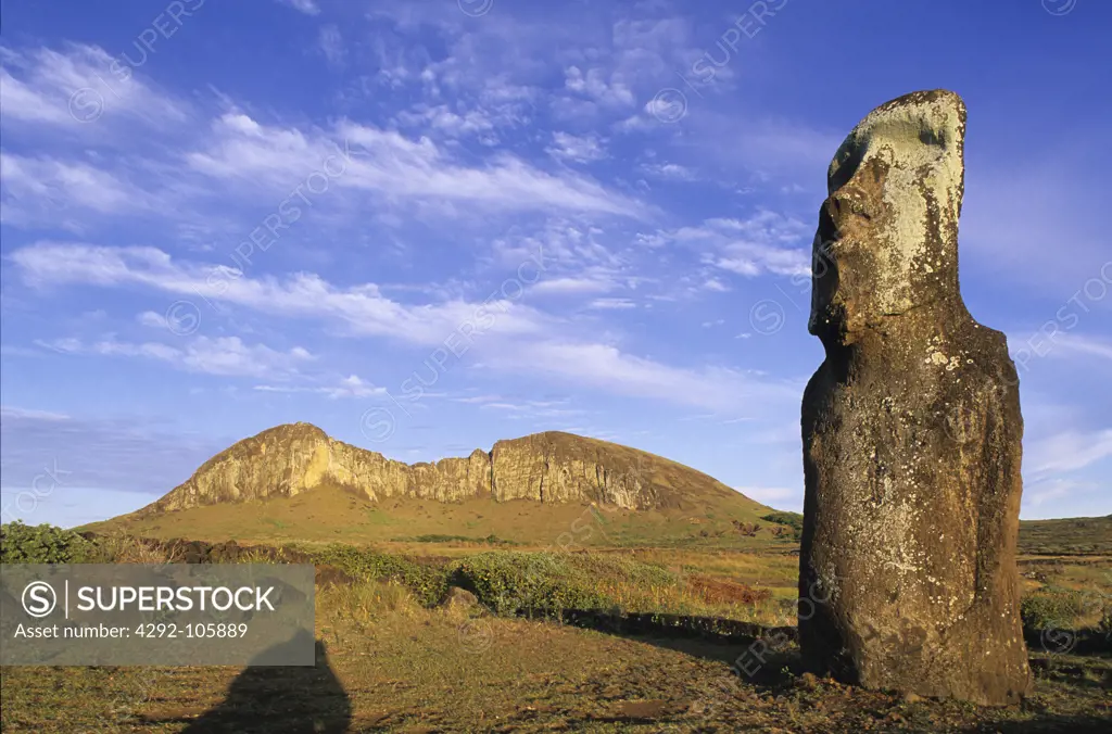South America,Chile, Easter Island, Moai Statues, Rano Raraku Volcano