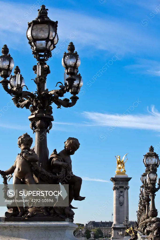 France, Paris, Pont Alexandre III statue