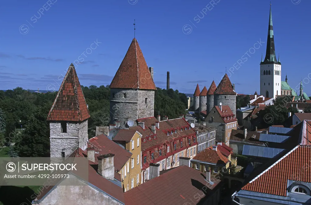 Estonia,Tallinn, old Town,lower town walls, St. Olaf Church