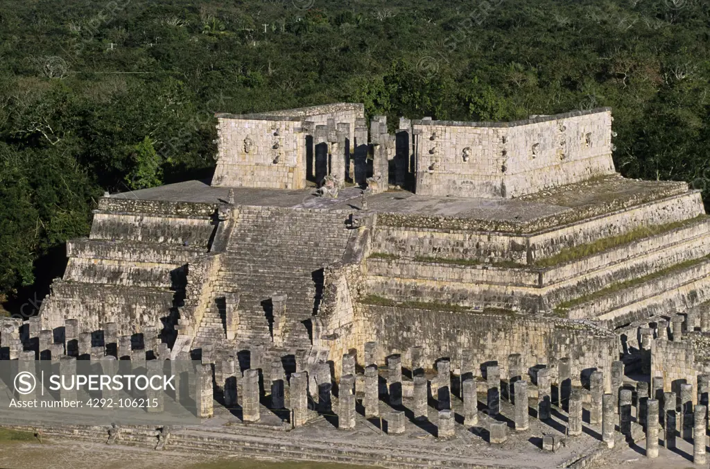 Mexico, Yucatan, Chichen Itza. the Temple of the warriors
