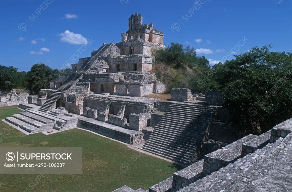 Mexico, Campeche, Edzna Ruins, the Five Terraces Temple