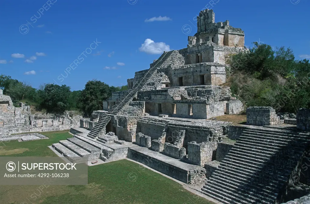 Mexico, Campeche, Edzna Ruins, the Five Terraces Temple