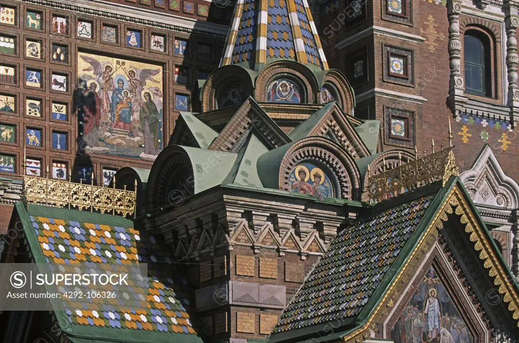 Russia, St. Petersburg, Savior Blood Church, dome detail