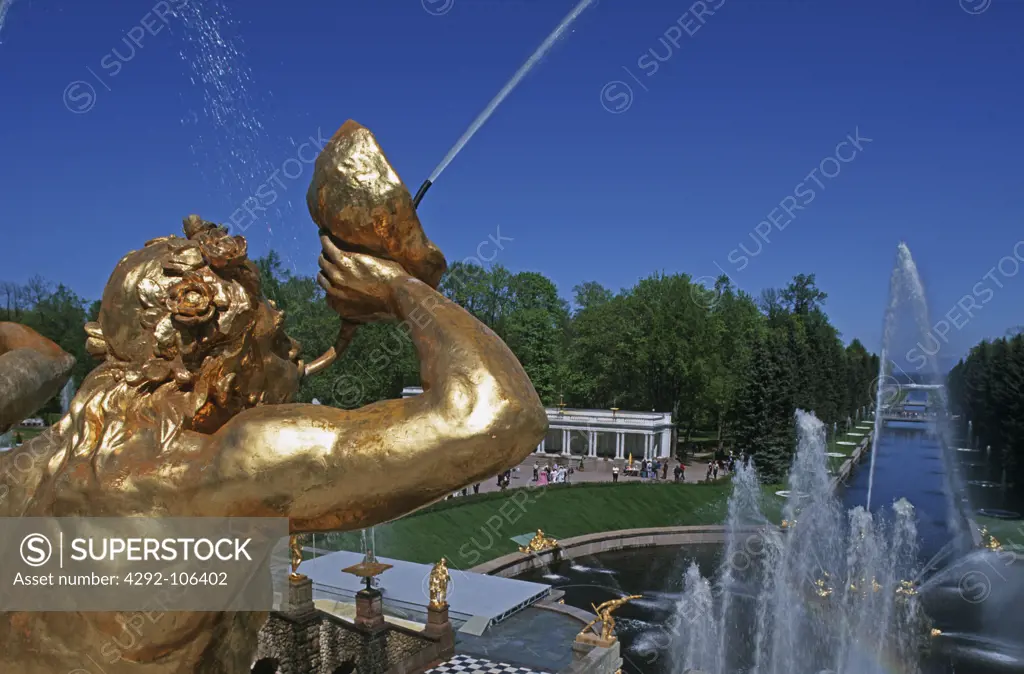 Russia, Saint Petersburg, Peterhof palace, the fountain