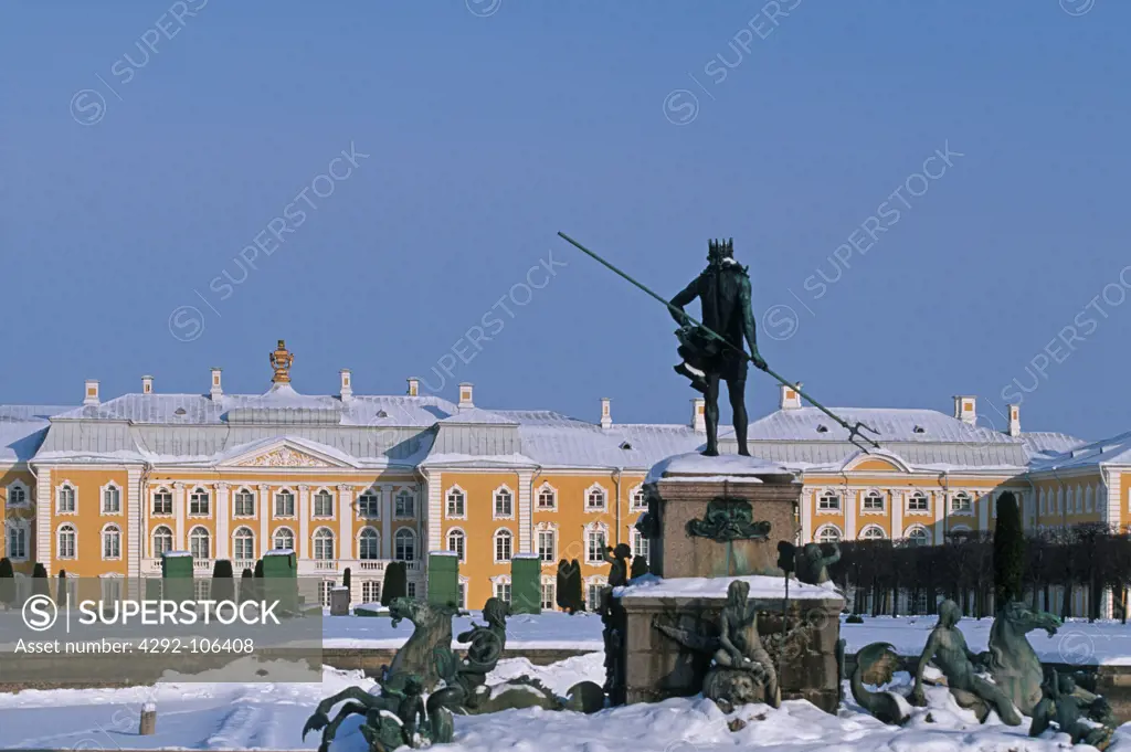 Russia, Saint Petersburg, Peterhof palace in winter