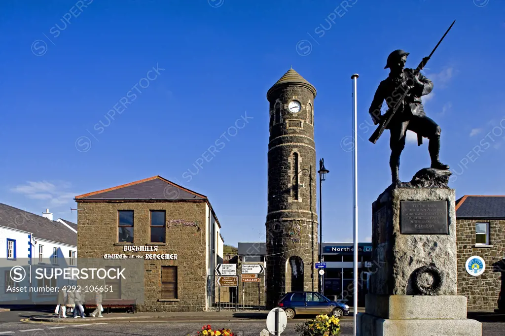 Northern Ireland, Antrim County, Bushmills, Church of the Redeemer, Northern Bank, World War Memorial