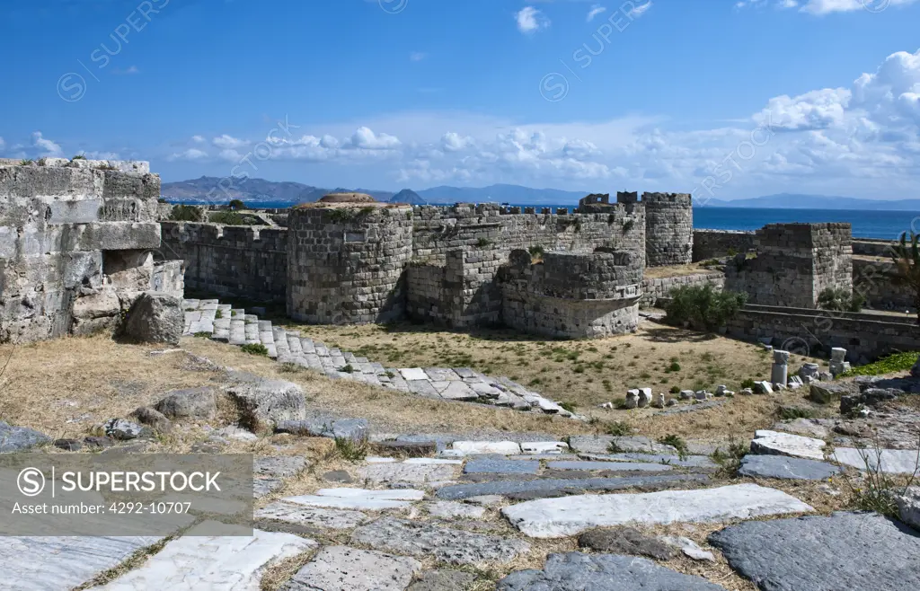 Greece, Dodecanese, Kos, the ruins of knights castle of St.John