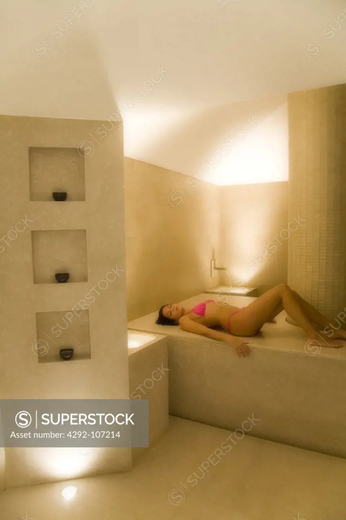 Woman in turkish bath