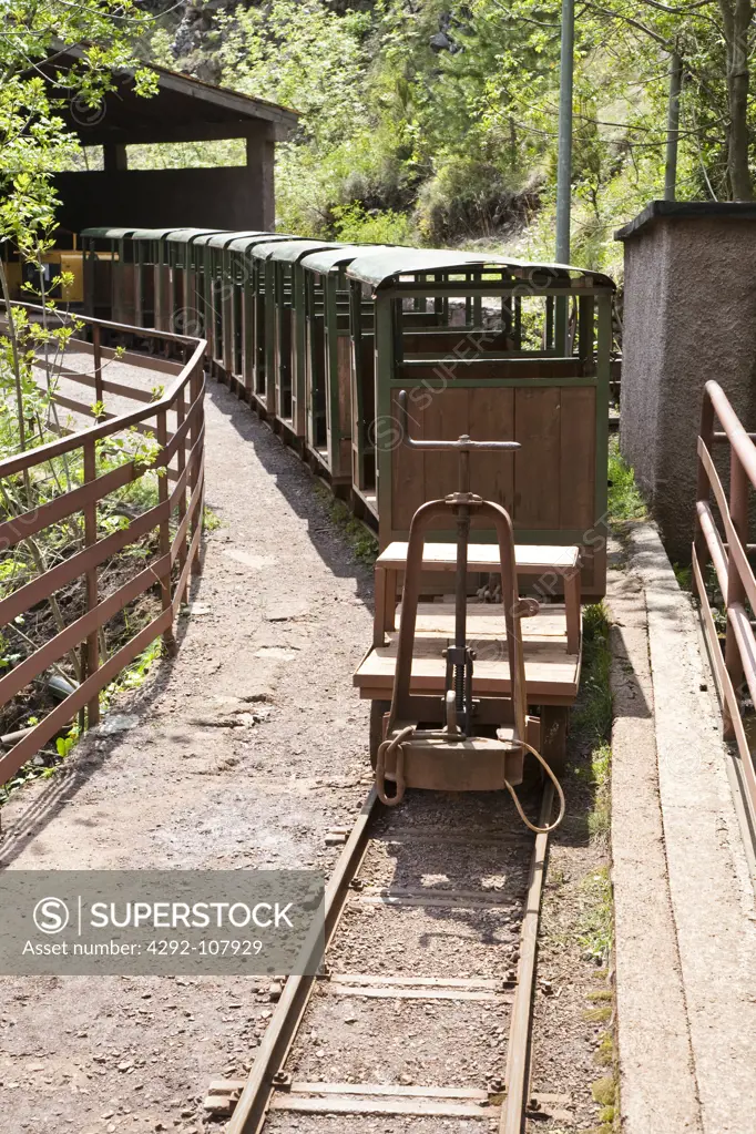 Italy, Liguria, Aveto Natural Regional Park. Gambatesa mine, the old trolley and railway track