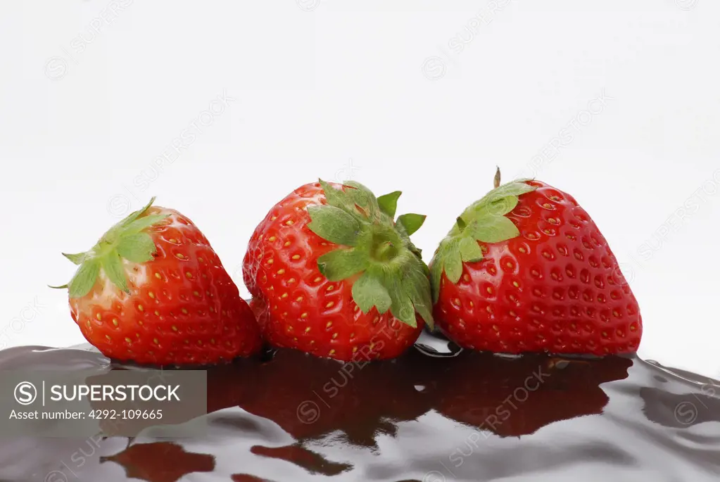 Strawberry on melted chocolate