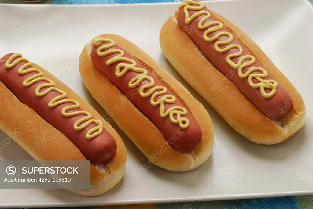 Hot Dogs in a Bun with Mustard