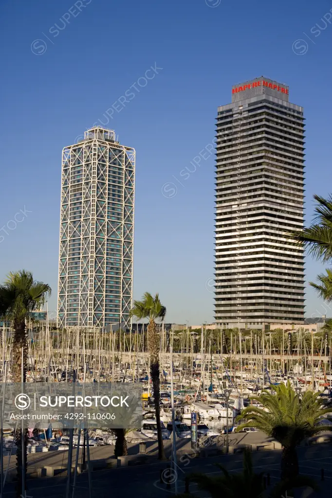 Spain, Catalonia, Barcelona, Modern Architecture in Port Olimpic.
