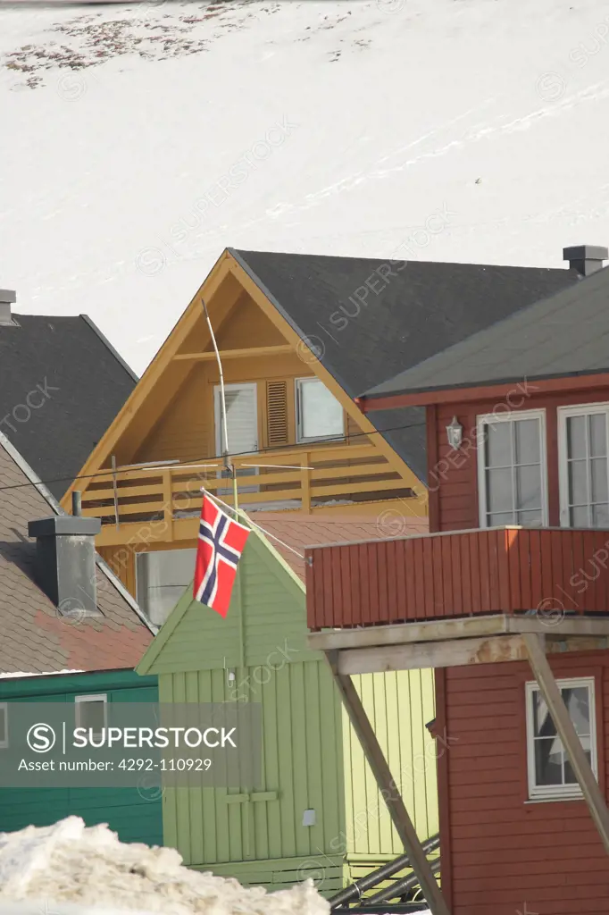 Norway, Spitsbergen, Longyearbyen,houses