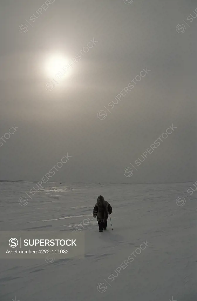 Canada, Village Baker Lake, Nanuvut, inuit lost in a snow storm
