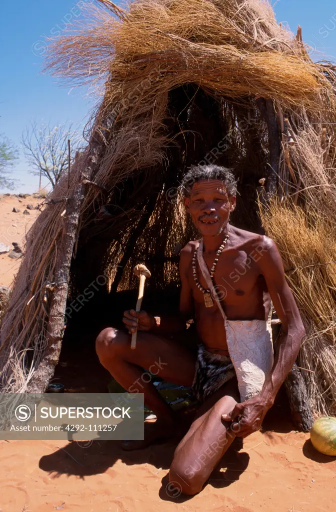 Namibia, Kalahari. Ikung bushmen people