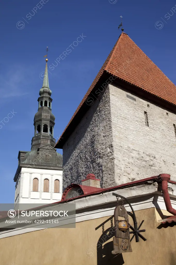 Estonia, Tallinn, Harju, Harjumaa, Niguliste Museum spire, Old Town Wall