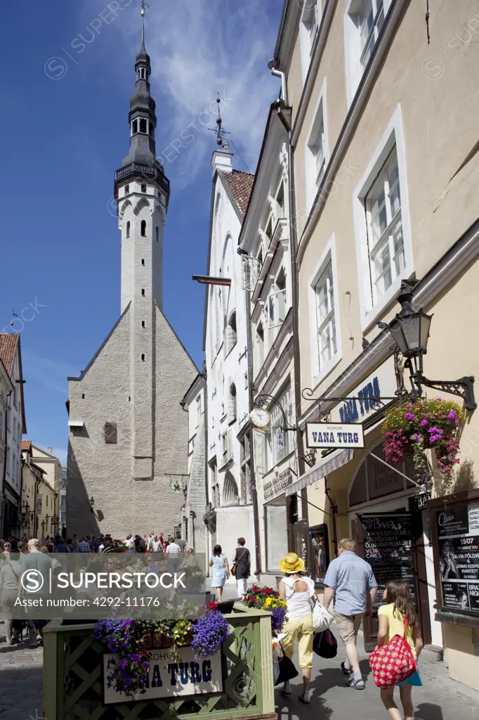 Estonia, Tallinn, Harju, Harjumaa, Town Hall street scene