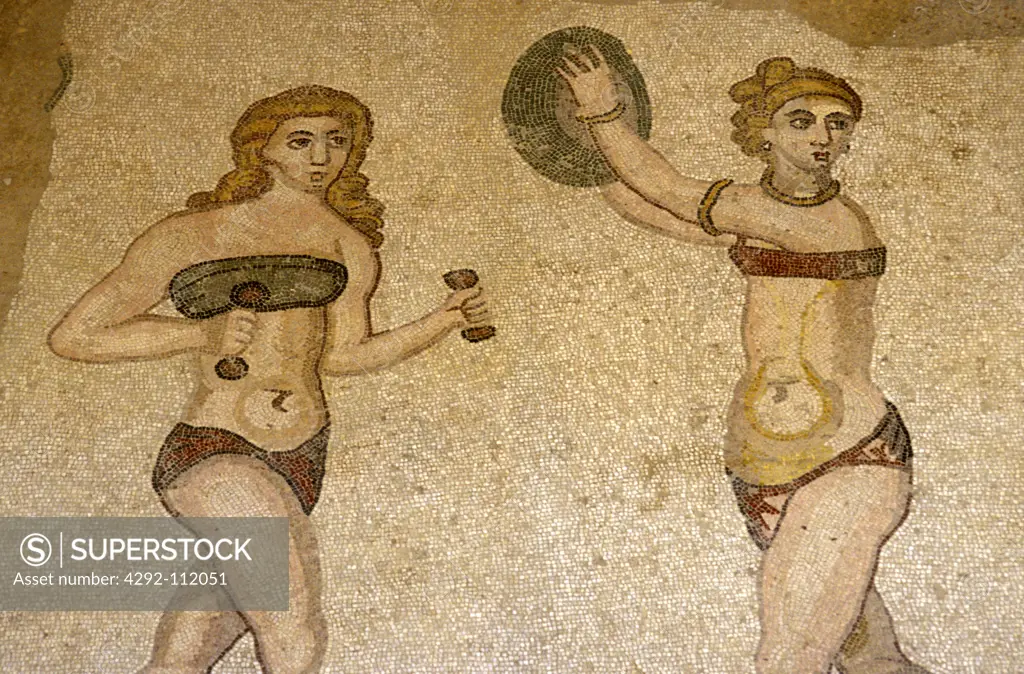 Italy, Sicily, Piazza Armerina, mosaics of the roman villa of Casale, 3rd century
