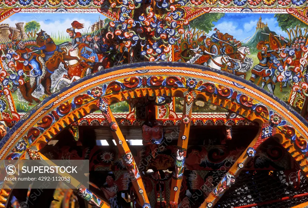 Italy, Sicily, detail of traditional sicilian cart
