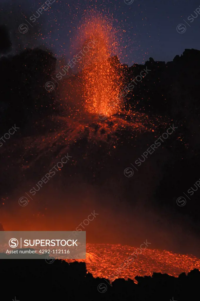 Italy, Sicily: Etna volcano eruption