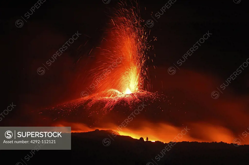 Italy, Sicily: Etna volcano eruption
