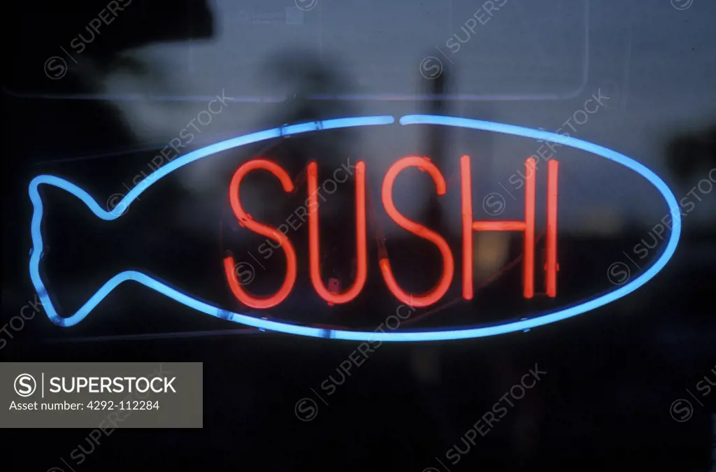 Neon sushi sign