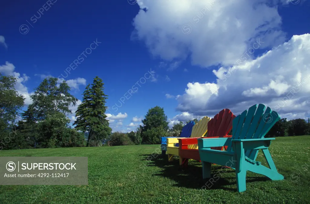 Multicoloured chairs outdoors