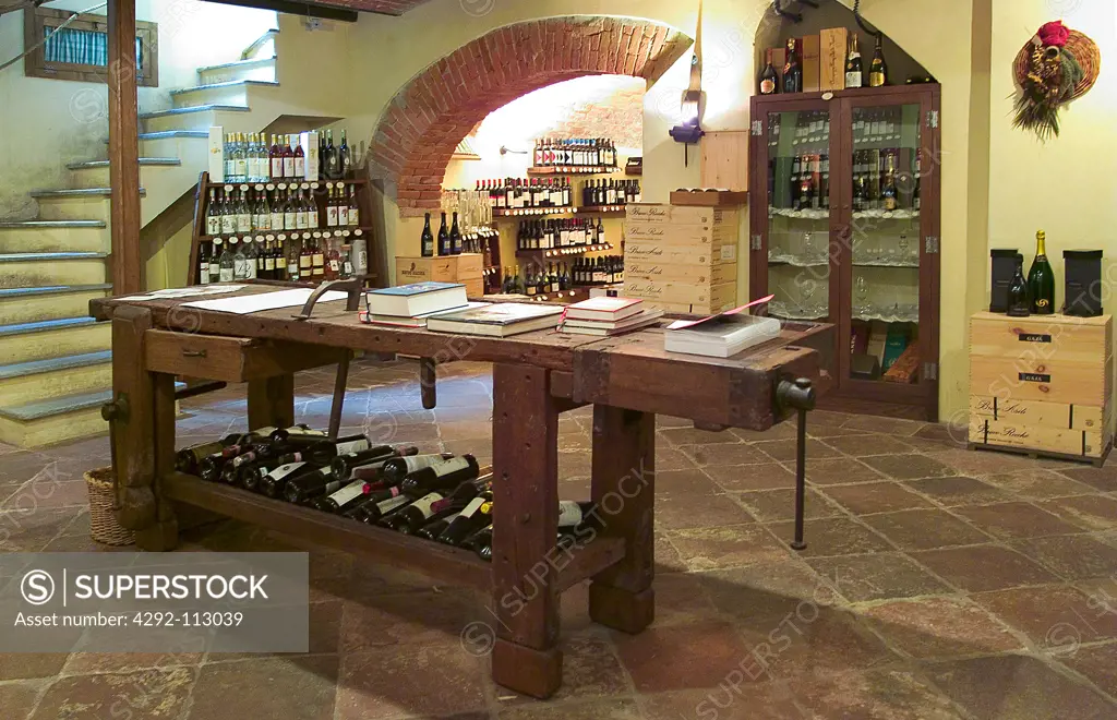 Italy, Piedmont, Alba. Marchisio wine and book shop