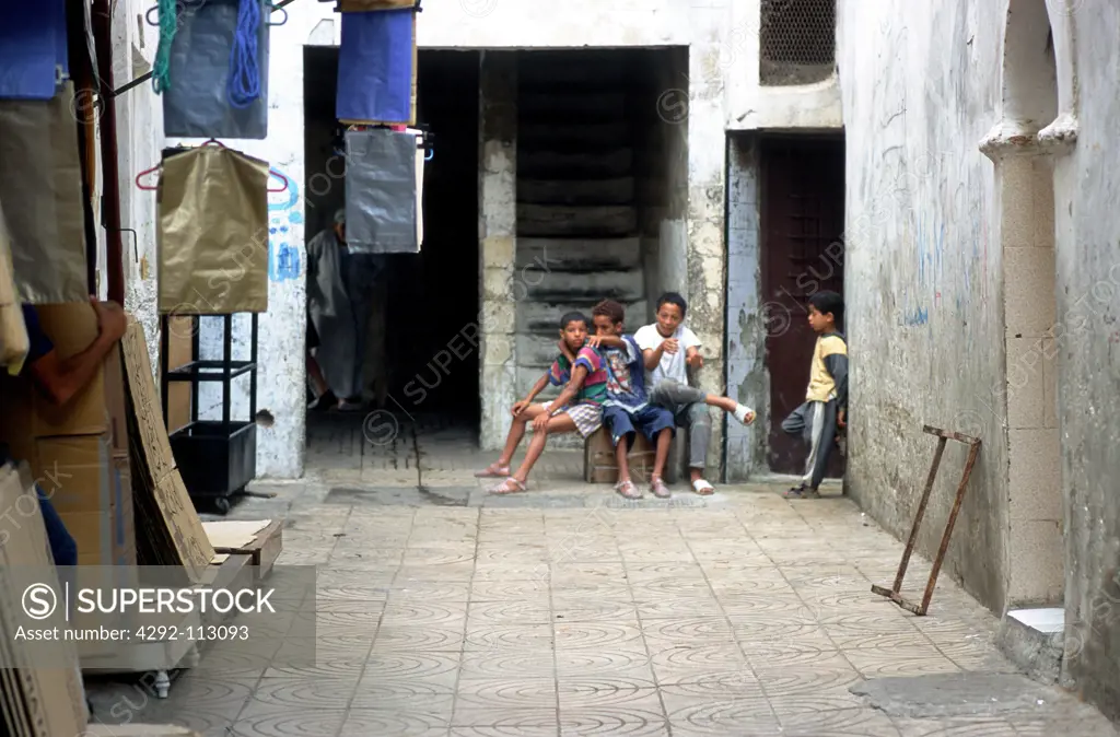 Morocco, Casablanca, children outdoors