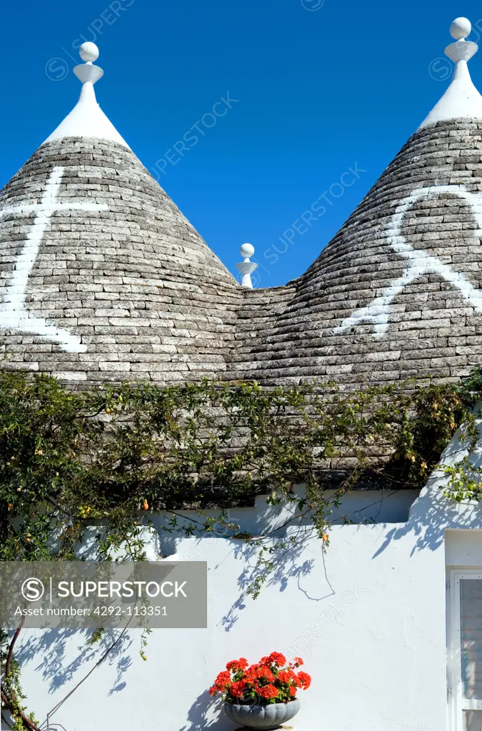 Italy. Apulia. Alberobello, trulli, typical houses