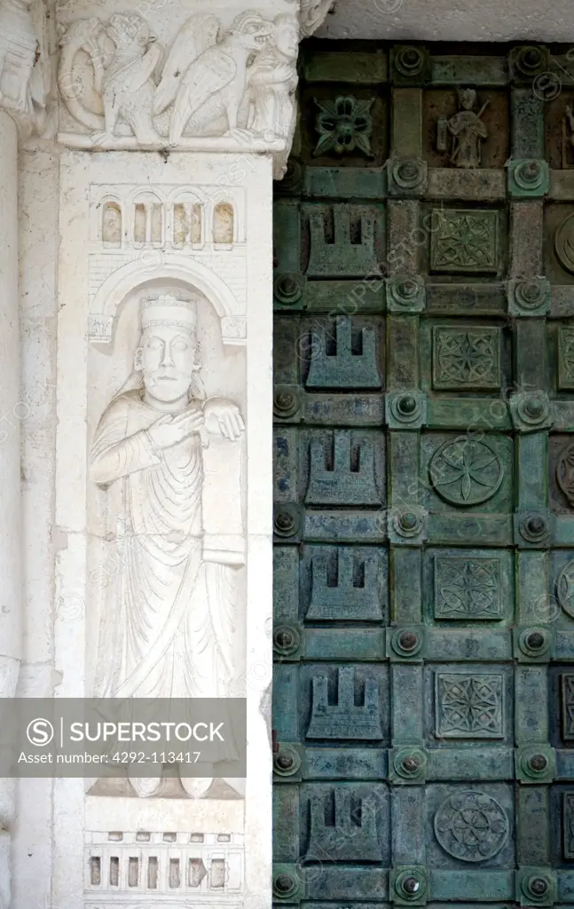 Italy. Abruzzo. Casauria,  San Clemente the basilica bronze door