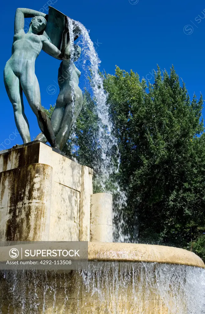 Italy. Abruzzo. L'Aquila, the ""fontana della Conca"" fountain
