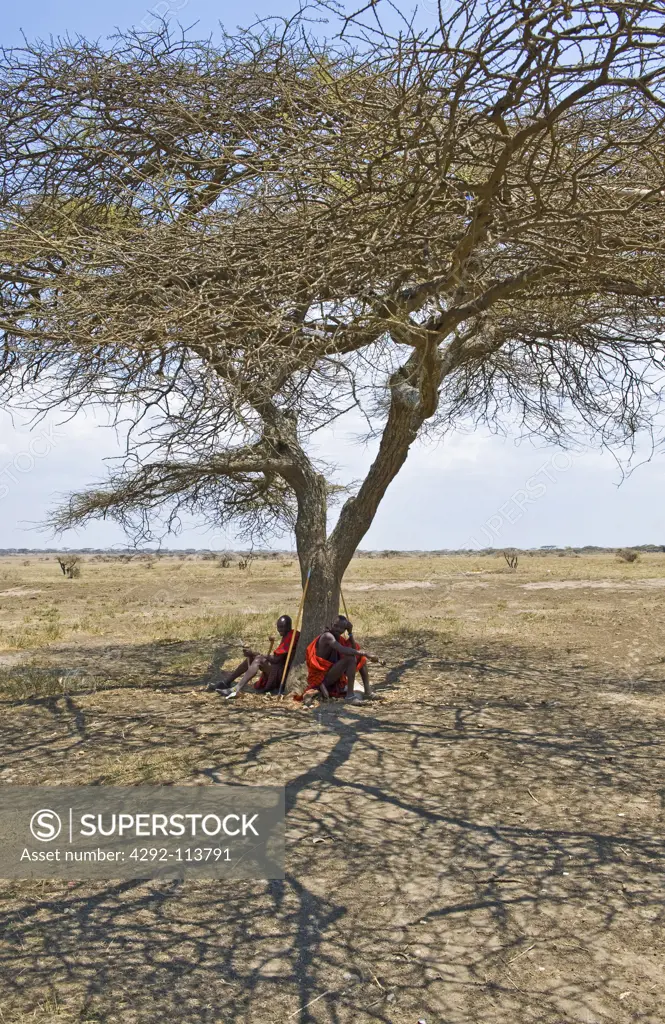 Africa, Tanzania, Masai people in a village near Ngorongoro park
