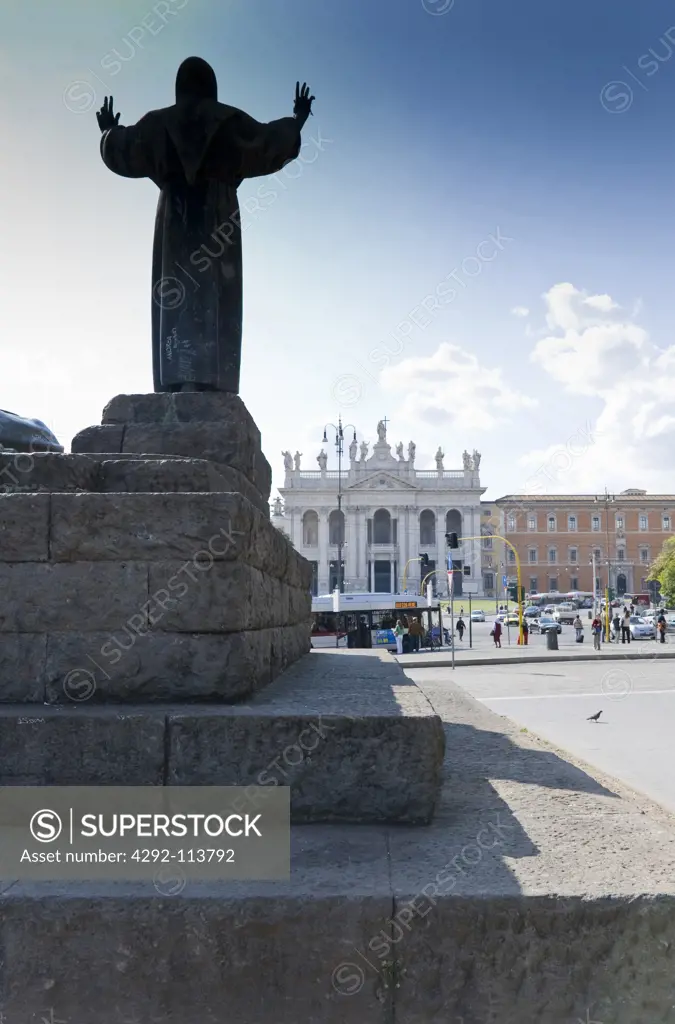Italy, Lazio, Rome, San Giovanni in Laterano, statue of San Francesco d'Assisi