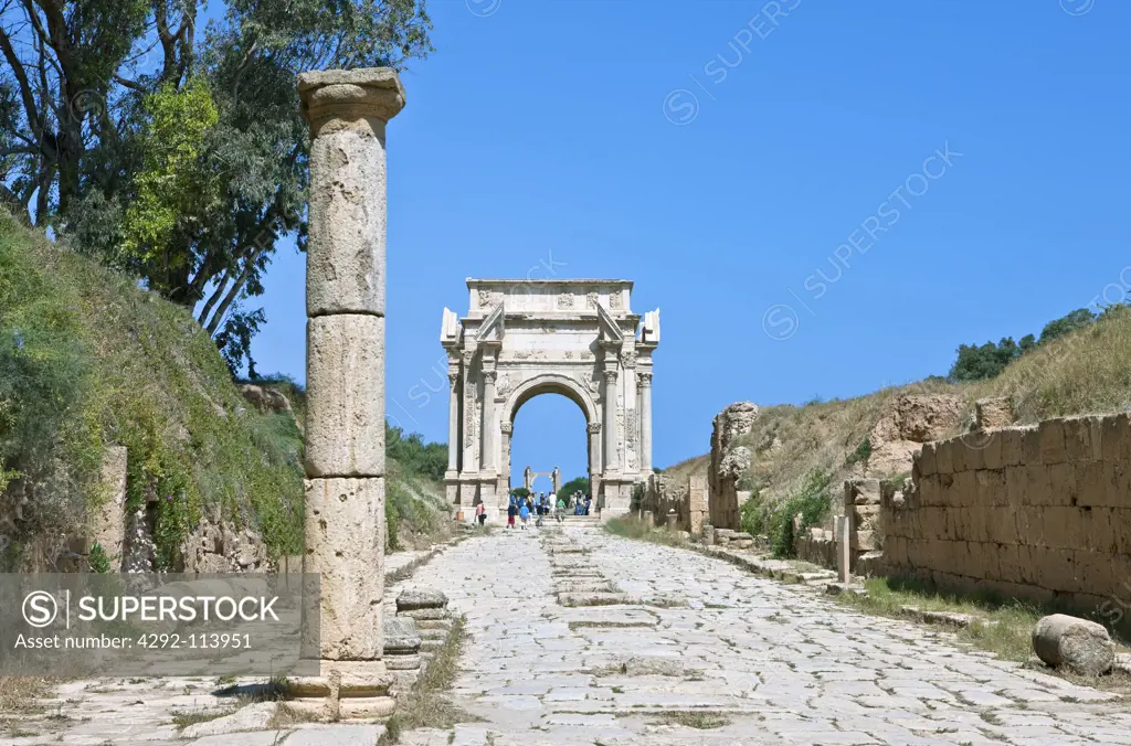 Africa, Libya, Arch of Septimius Severus, Leptis Magna