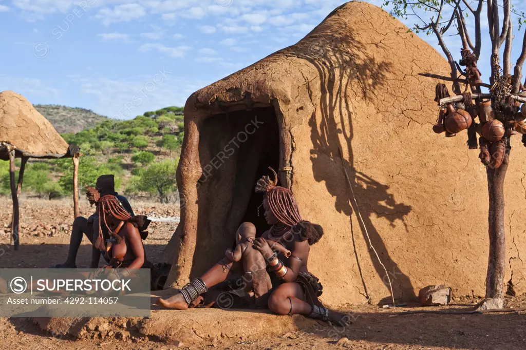 Africa, Namibia, Kaokoland, Himba typical hut