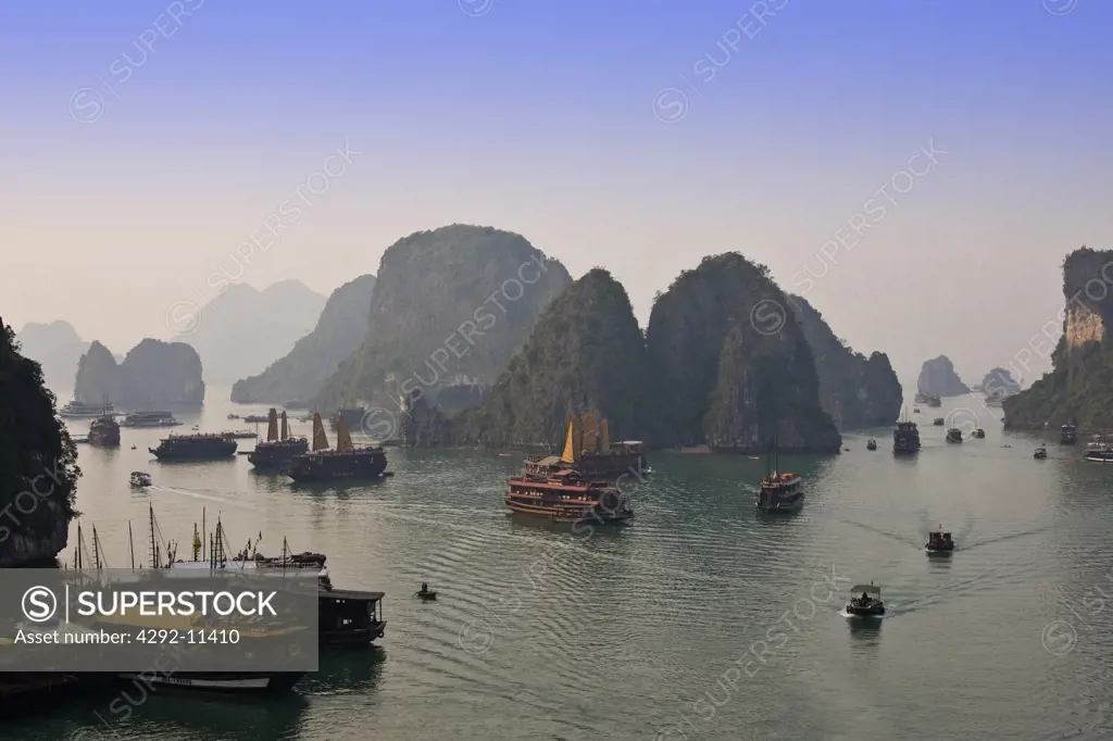 Asia, Vietnam, Ha Long bay and ships