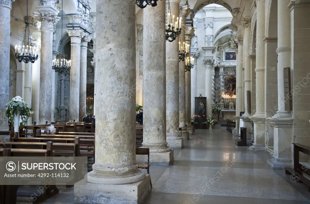 Italy, Apulia, Lecce, interiors of Santa Croce basilica