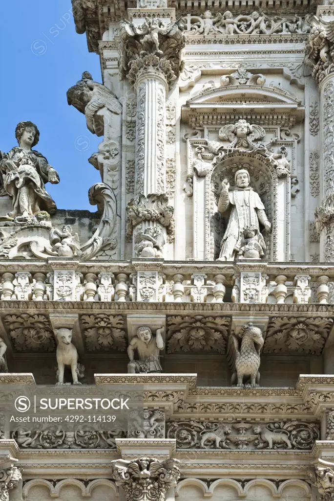 Italy, Apulia, Lecce, detail of Santa Croce basilica