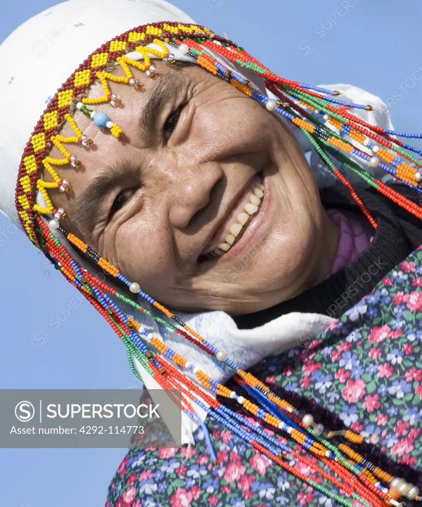 Russia, Kamchatka, Ossora Village, Chukchi Inuit woman
