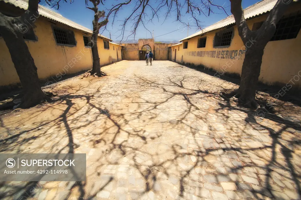 Building and prison quarters of the concentration camps of Tarrafal. An ex political prison camp of Tarrafal. Praia, Sao Tiago Island, Cape Verde.