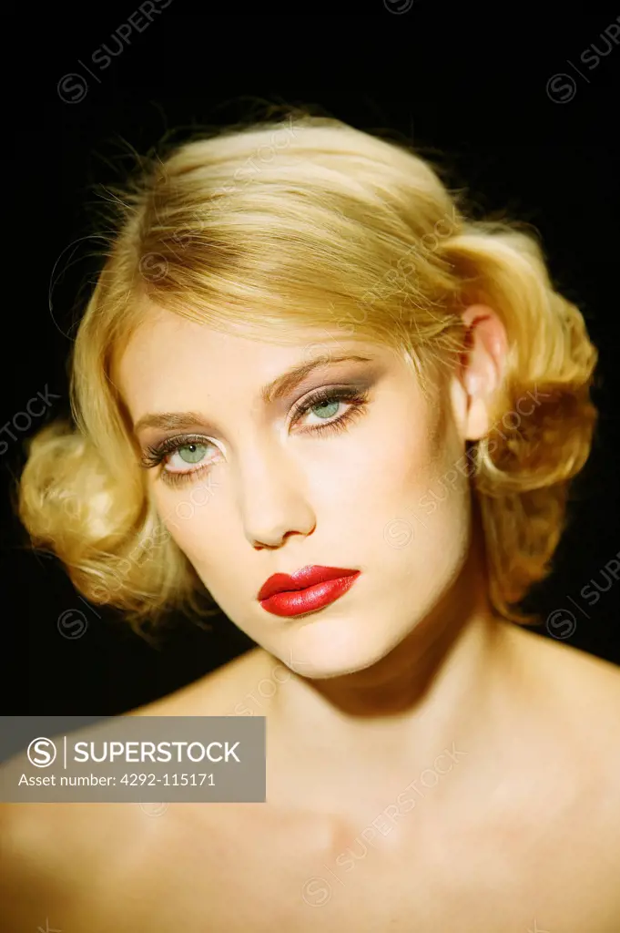Close up of blonde woman