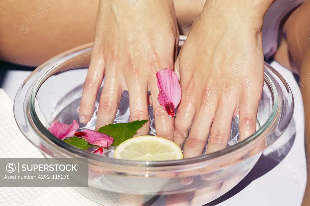 Woman having hands beauty treatment