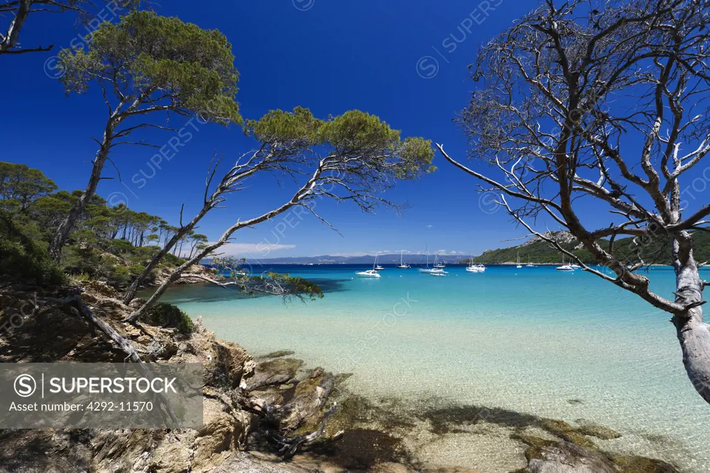 France, French Riviera, Porquerolles Island, Notre Dame beach