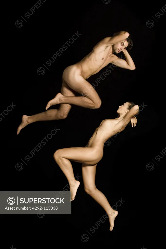 Studio shot of a naked couple