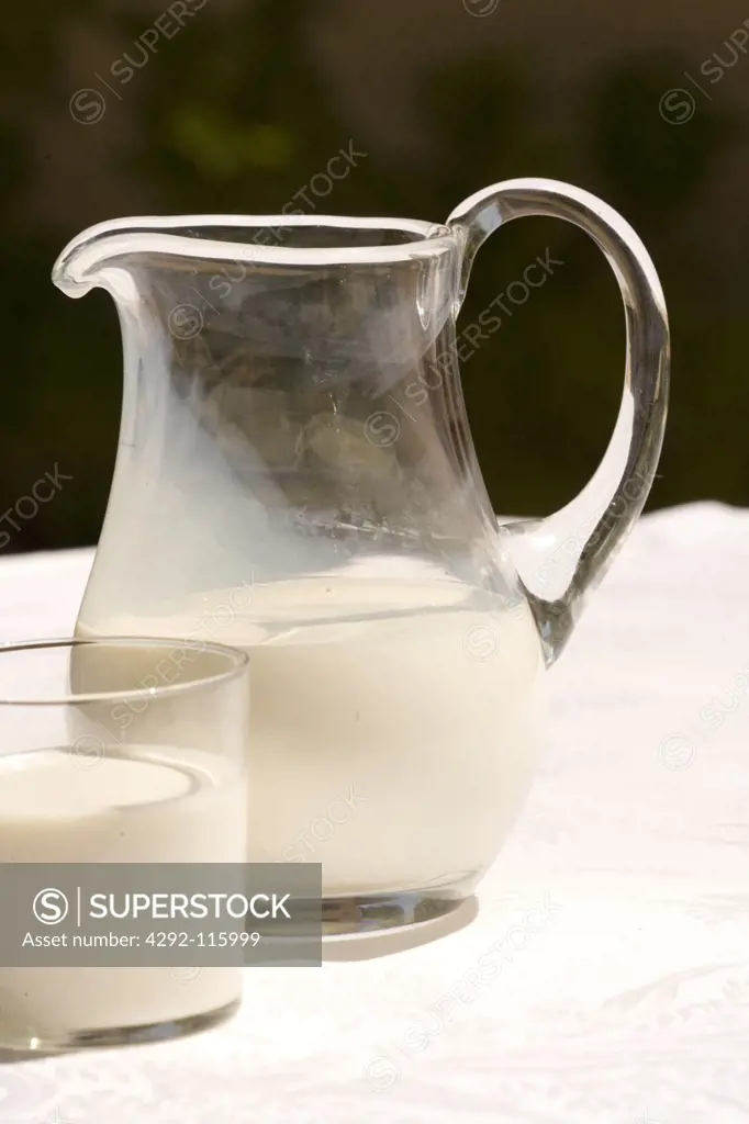 Jug of milk and glass