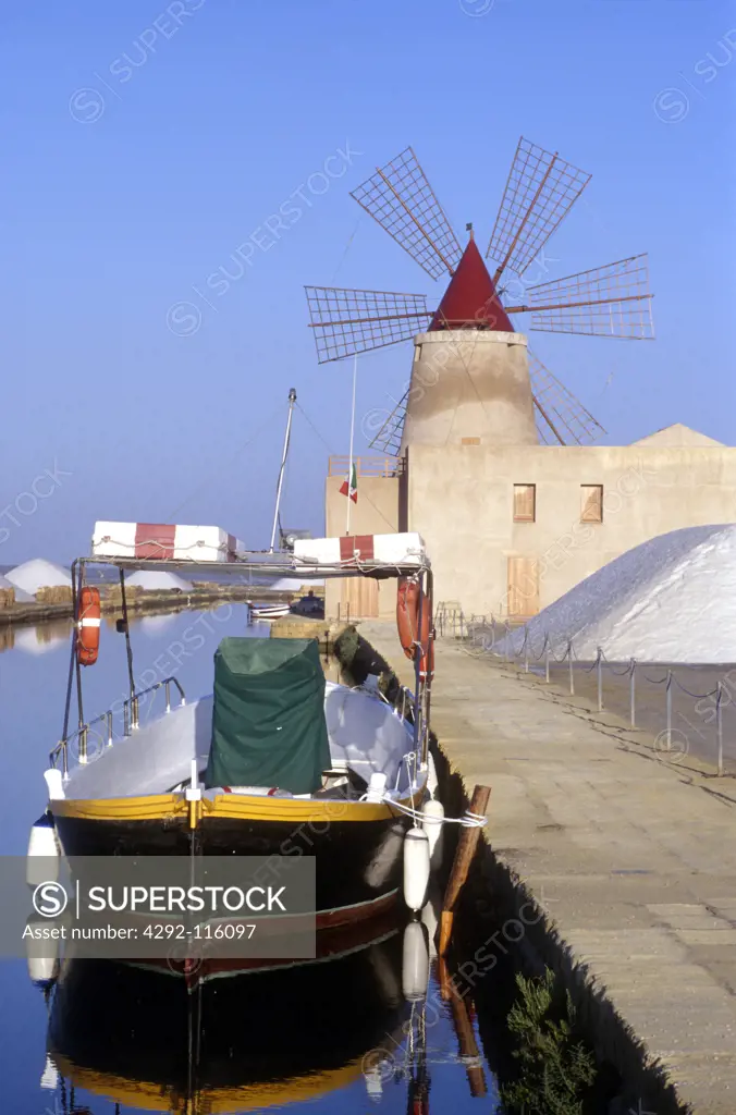 Italy, Sicily, Trapani, windmill