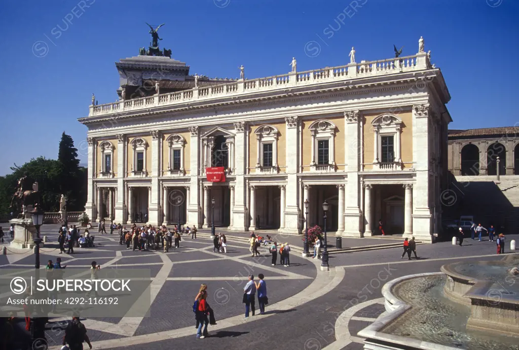 Italy, Lazio, Rome. Campidoglio square and Marcus Aurelius statue